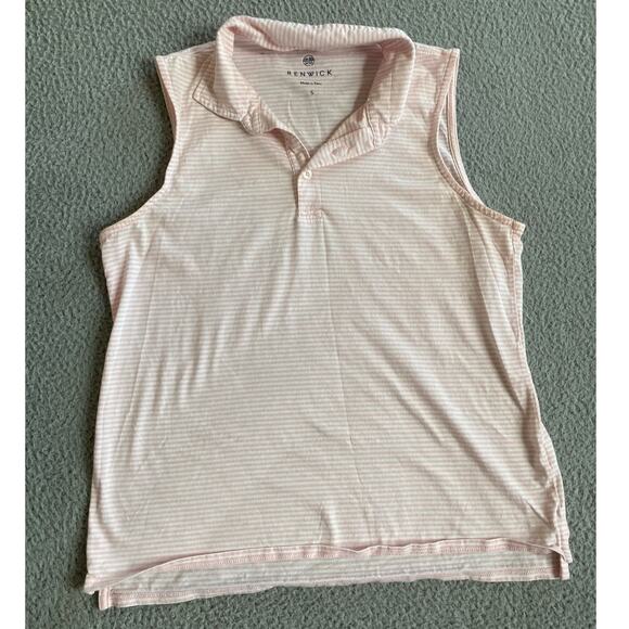 Renwick Tank Top Small Sleeveless Polo Striped Pink White Light Golf Prep Active - Picture 1 of 11